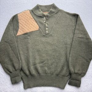 Remington Outdoor Clothing Mens Shooting Sweater Olive Green Wool Blend USA Made